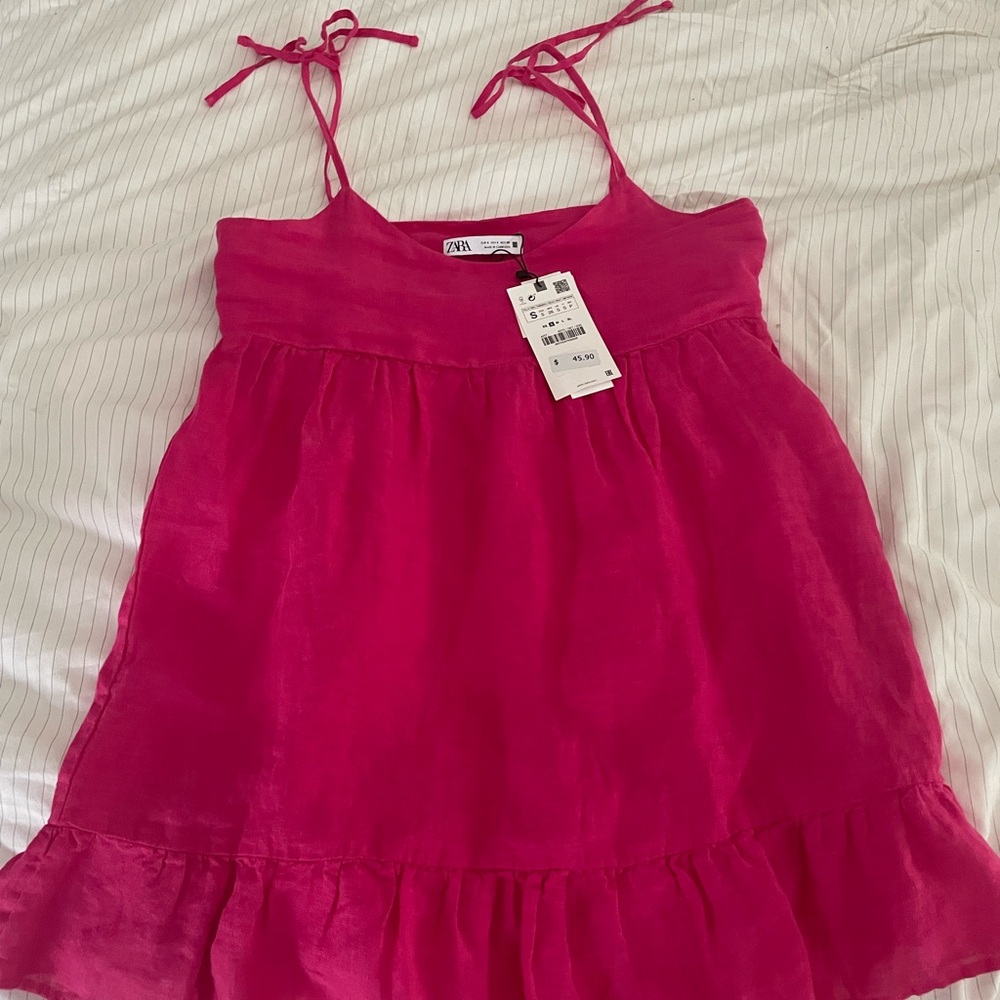 Bright pink linen sundress! Brand new with tags
